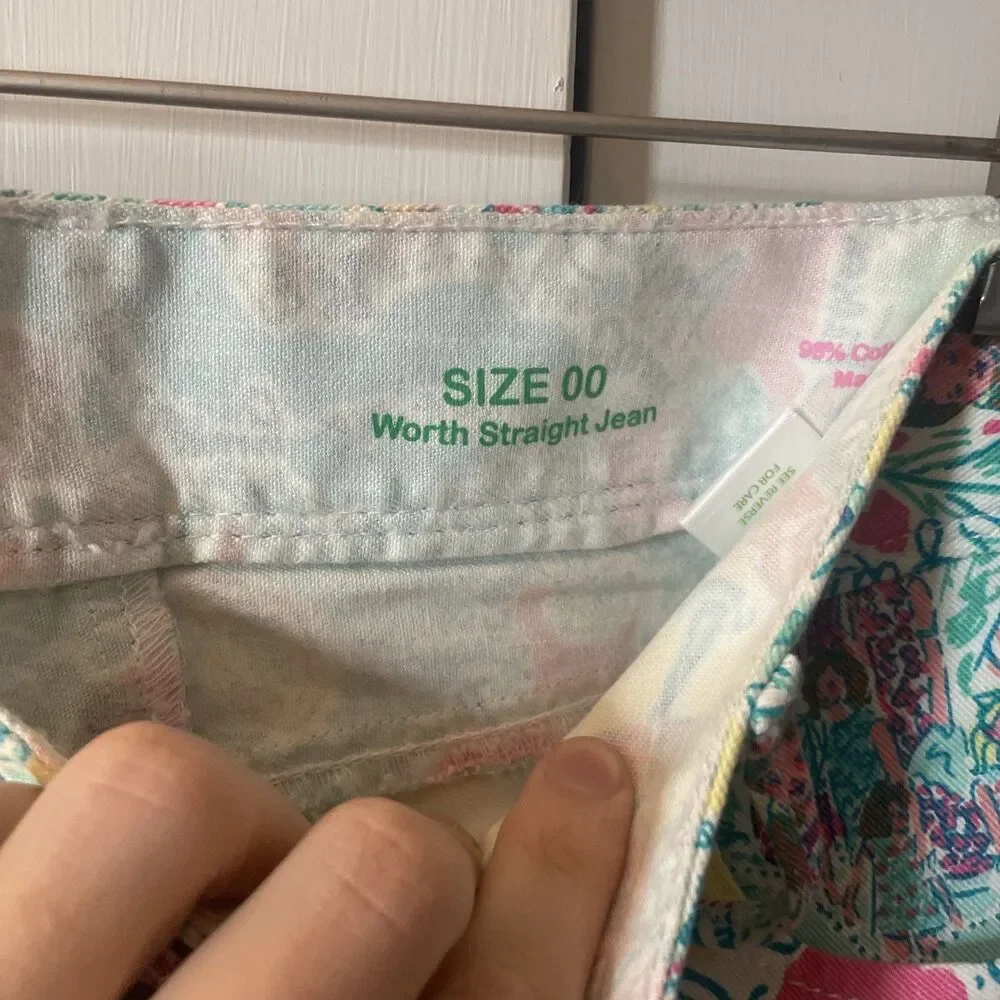 Lilly Pulitzer Worth Straight Jeans Size 00 Started As A Juice Stand Print - Picture 3 of 6
